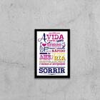 Quadro A Vida É Curta 45x34cm - Com Vidro Moldura:madeira Pre