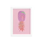 Quadro Abacaxi Rosa Moldura Branca 33x43cm