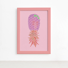 Quadro Abacaxi Rosa Moldura Rosa 22x32cm