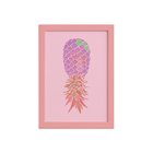 Quadro Abacaxi Rosa Moldura Rosa 22x32cm