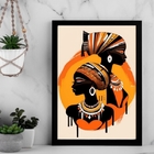Quadro Abstrato Africanas 45x34cm Moldura Preta