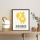 Quadro Abstrato Amarelo Poster miró 33x24cm - Com Vidro Moldu