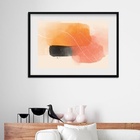 Quadro Abstrato Aquarela Alaranjada - 60x48cm Moldura:madeira