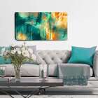 Quadro Abstrato Azul E Amarelo 55x100cm