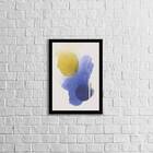 Quadro Abstrato Azul E Amarelo I 24x18cm Moldura:madeira Preta