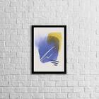 Quadro Abstrato Azul E Amarelo Ii 45x34cm - Com Vidro Moldura