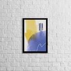 Quadro Abstrato Azul E Amarelo Iii 33x24cm - Com Vidro Moldur