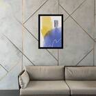 Quadro Abstrato Azul E Amarelo Iii 33x24cm - Com Vidro Moldur
