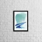 Quadro Abstrato Azul Ii 33x24cm - Com Vidro Moldura:madeira B