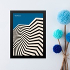 Quadro Abstrato Bauhaus Azul - Geométrico 24x18cm - Com Vidro