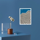 Quadro Abstrato Bauhaus Azul - Geométrico 24x18cm - Com Vidro