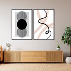 Quadro Abstrato Bege com Vidro 50x70cm Arte Própria