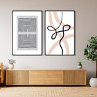 Quadro Abstrato Bege com Vidro 50x70cm Arte Própria