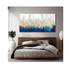 Quadro Abstrato Belas Linhas Douradas C/ Moldura Prata E Vidr
