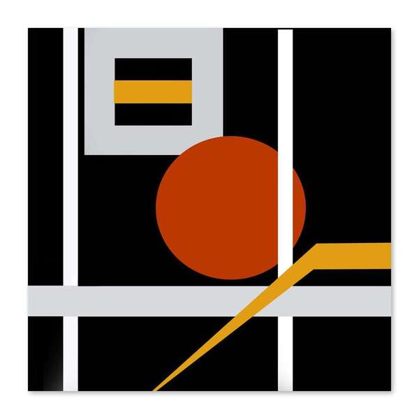 Quadro Abstrato Bola Uniart Preto & Vermelho 45x45cm