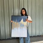 Quadro Abstrato Boreal B Azul E Dourado 60x80cm