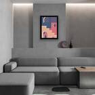 Quadro Abstrato Cidade Rosa E Azul Iii 33x24cm - Com Vidro Mo