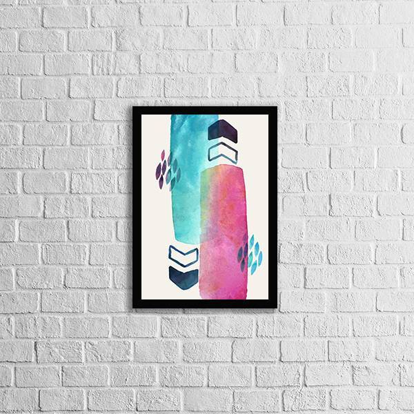 Quadro Abstrato Colors Ii 24x18cm Moldura:madeira Preta