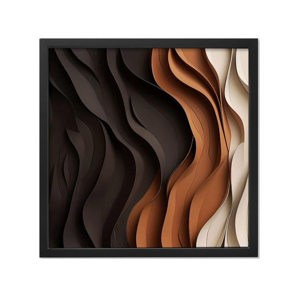 Quadro Decorativo Abstrato Contemporneo com Moldura Preta com Vidro 100x100cm