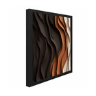 Quadro Decorativo Abstrato Contemporneo com Moldura Preta com Vidro 100x100cm