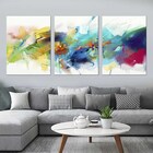 Quadro Abstrato Decorativo Colorido Moderno Sala 3 Peças