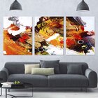 Quadro Abstrato Decorativo Tons Laranja E Amarelo Moderno