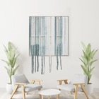 Quadro Abstrato Em Tecido Dover Azul E Branco 120x120cm