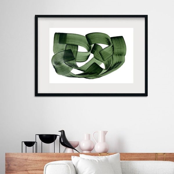 Quadro Abstrato Emaranhado Verde - 60x48cm Moldura:madeira Br