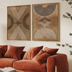 Quadro Decorativo Abstrato Étnico 2 Bege Escuro com Vidro 40x60cm Arte Própria