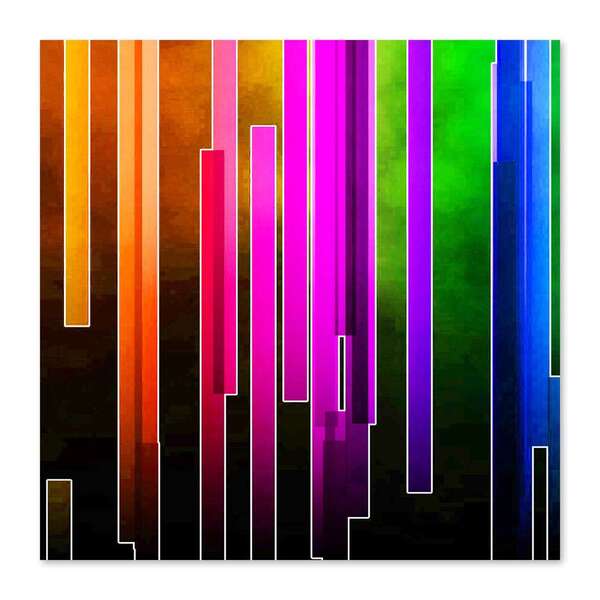 Quadro Abstrato Faixas Uniart Colorido 45x45cm