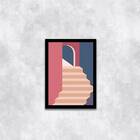 Quadro Abstrato Figurativo Cidade Rosa E Azul Ii 24x18cm - Co