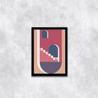 Quadro Abstrato Figurativo Cidade Rosa E Azul Iv 33x24cm - Co