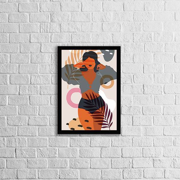 Quadro Abstrato Figurativo Mulher Forma Ii 45x34cm - Com Vidr