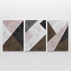 Quadro Abstrato Geométrico Marrom Tons Da Terra - Kit 3 Telas