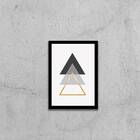 Quadro Abstrato Geométrico Triângulos Cinza E Preto 33x24cm -