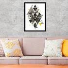 Quadro Abstrato Geométrico Triângulos Pretos 24x18cm Moldura: