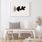 Quadro Abstrato Horizontal P&b - 60x48cm Moldura:madeira Bran