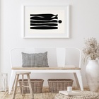 Quadro Abstrato Horizontal Preto E Branco - 60x48cm Moldura:m