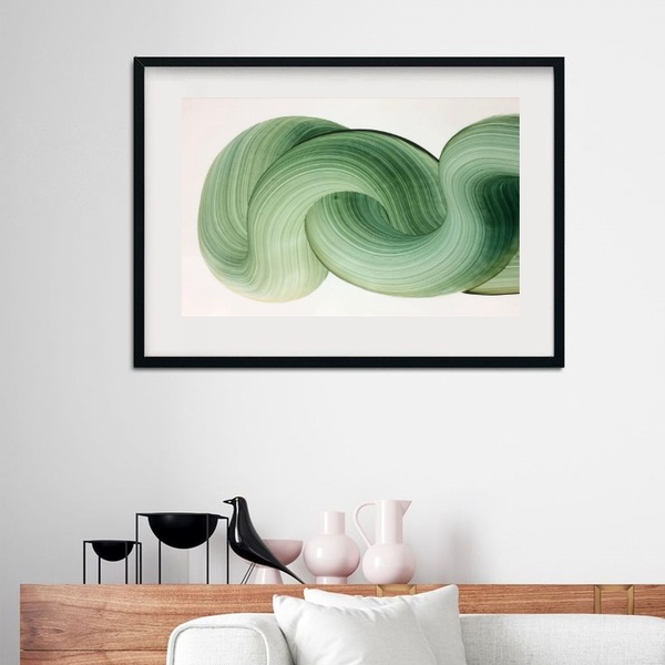 Quadro Abstrato Horizontal Verde Claro - 60x48cm Moldura:made