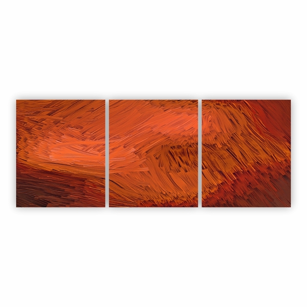 Quadro Abstrato Manchas Laranja Escuro Em Canvas 180x70cm