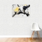 Quadro Abstrato Manchas Preto Branco Amarelo Canvas 100x70cm