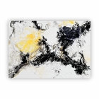 Quadro Abstrato Manchas Preto Branco Amarelo Canvas 100x70cm