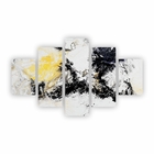 Quadro Abstrato Manchas Preto Branco E Amarelo Canvas 110x65