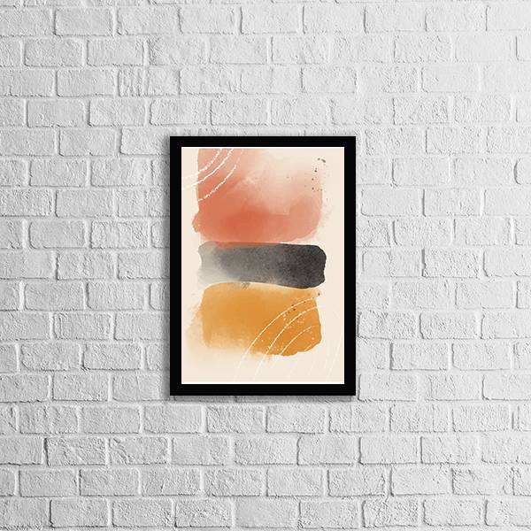 Quadro Abstrato Marrom E Preto I 24x18cm - Com Vidro Moldura: