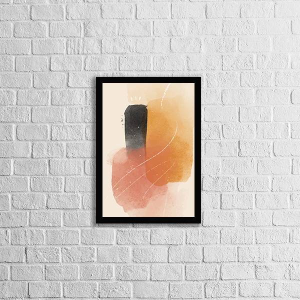 Quadro Abstrato Marrom E Preto Iii 45x34cm - Com Vidro Moldur