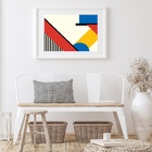 Quadro Abstrato Mondrian - 60x48cm Moldura:madeira Preta