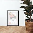Quadro Abstrato Mulher Borboletas Rosa E Cinza 45x34cm - Com