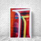 Quadro Abstrato Multicolorido Iii 33x24cm - Com Vidro Moldura