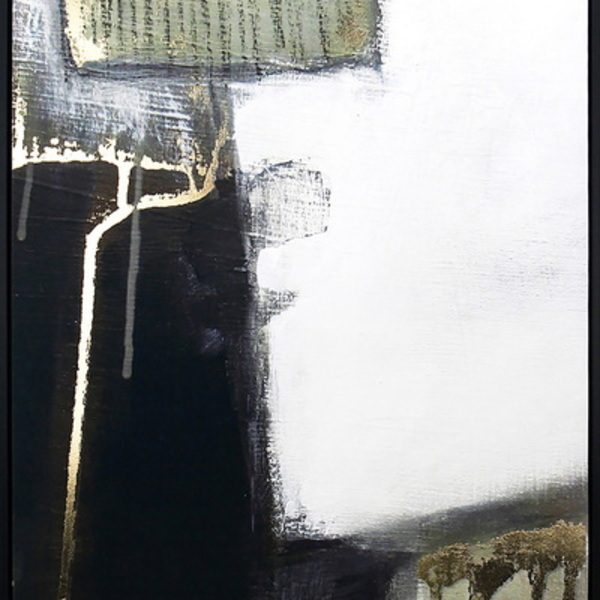 Quadro Abstrato Norway A Preto E Dourado 60x90cm