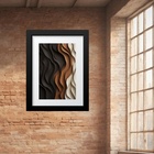 Quadro Abstrato Ondas Marrom Bege Preto- 60x48cm Moldura Bran